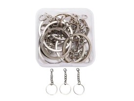 Pack 20 llaveros plateados caja acrilica 